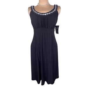 NWT Signature by Sangria Black Embellished Scoop Neck Cocktail Dress Size 10